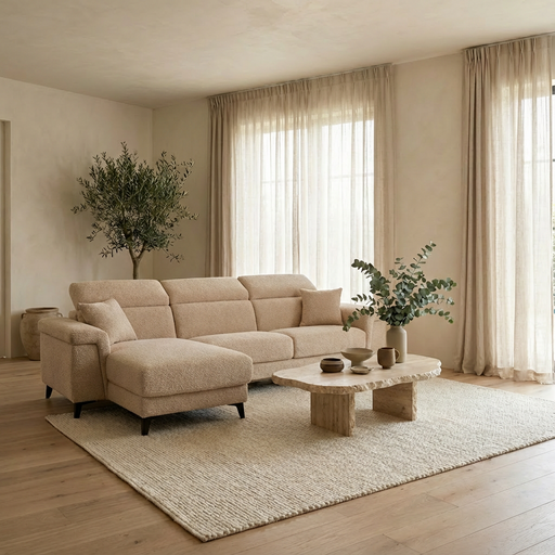 Coltar Extensibil Cu Insula Sorrento, Interschimbabil Stanga/Dreapta, Angolo Anthology Sand, 290 Cm