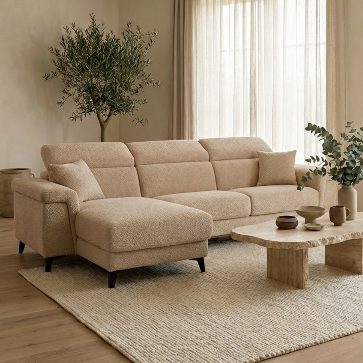 Coltar Extensibil Cu Insula Sorrento, Interschimbabil Stanga/Dreapta, Angolo Anthology Sand, 290 Cm