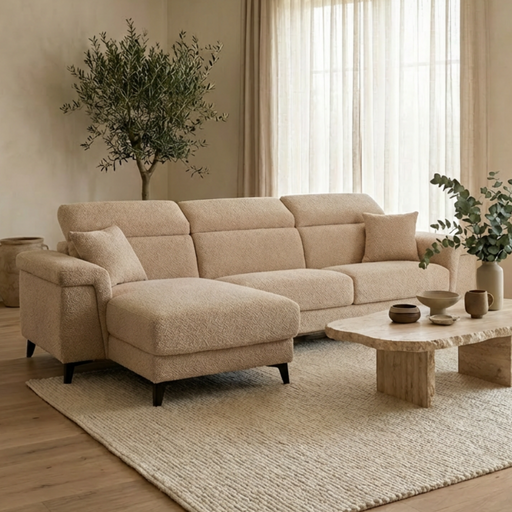 Coltar Extensibil Cu Insula Sorrento, Interschimbabil Stanga/Dreapta, Angolo Anthology Sand, 290 Cm