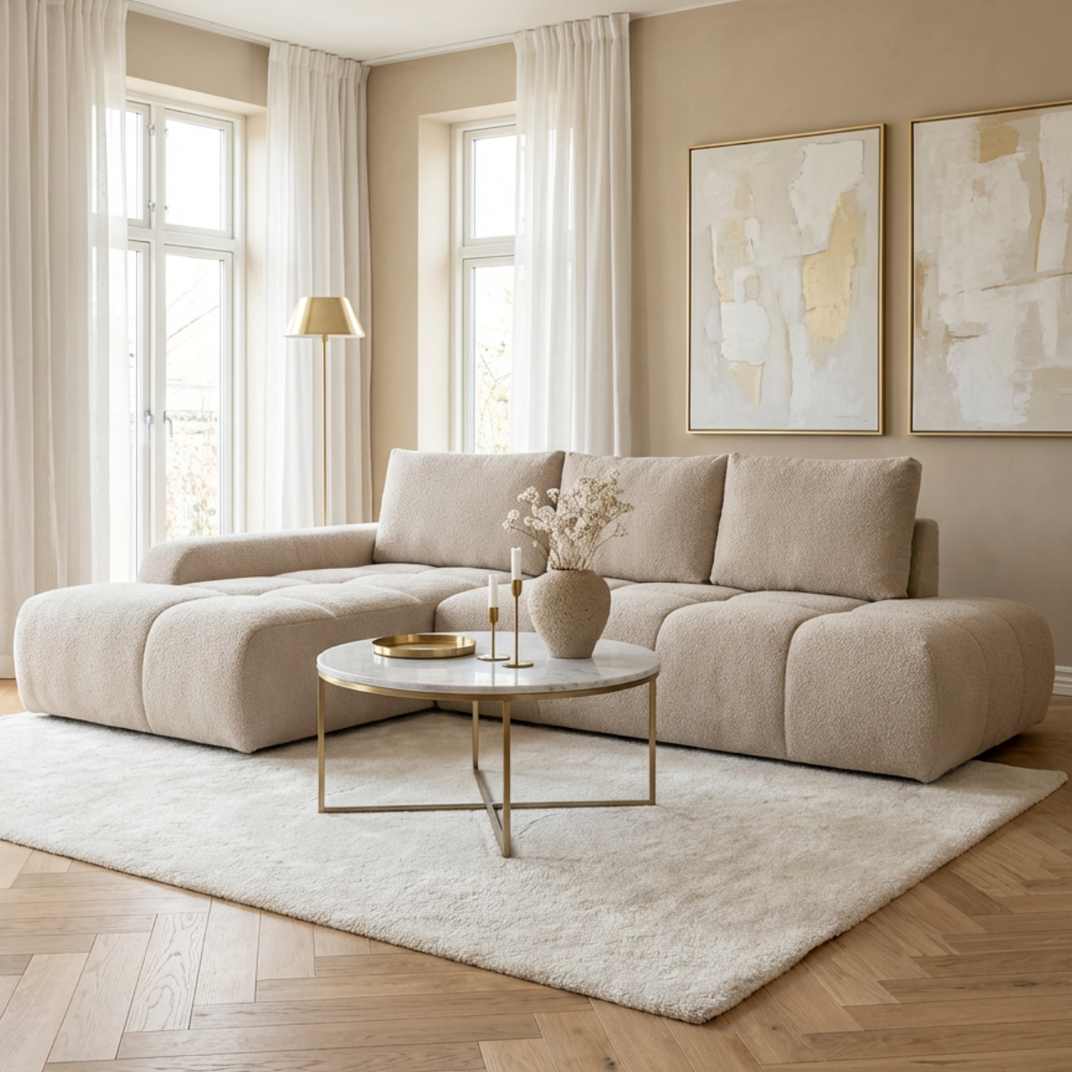 Coltar Extensibil Stanga Luna, Lada Depozitare, 5 Locuri, Onyx 3 Linen, 270 Cm