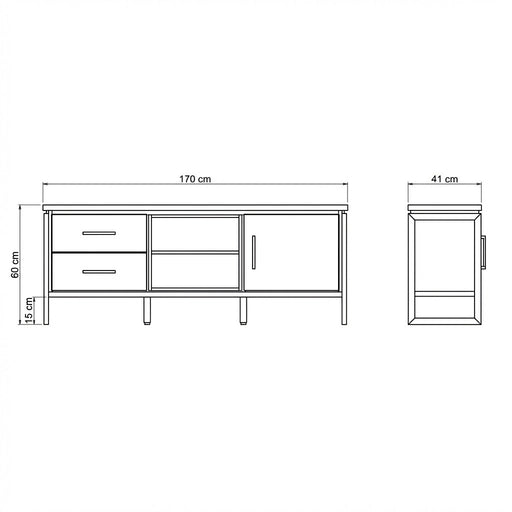 Comoda Tv Cu Furnir Din Lemn Masiv Reno Smoked Oak, 170 Cm