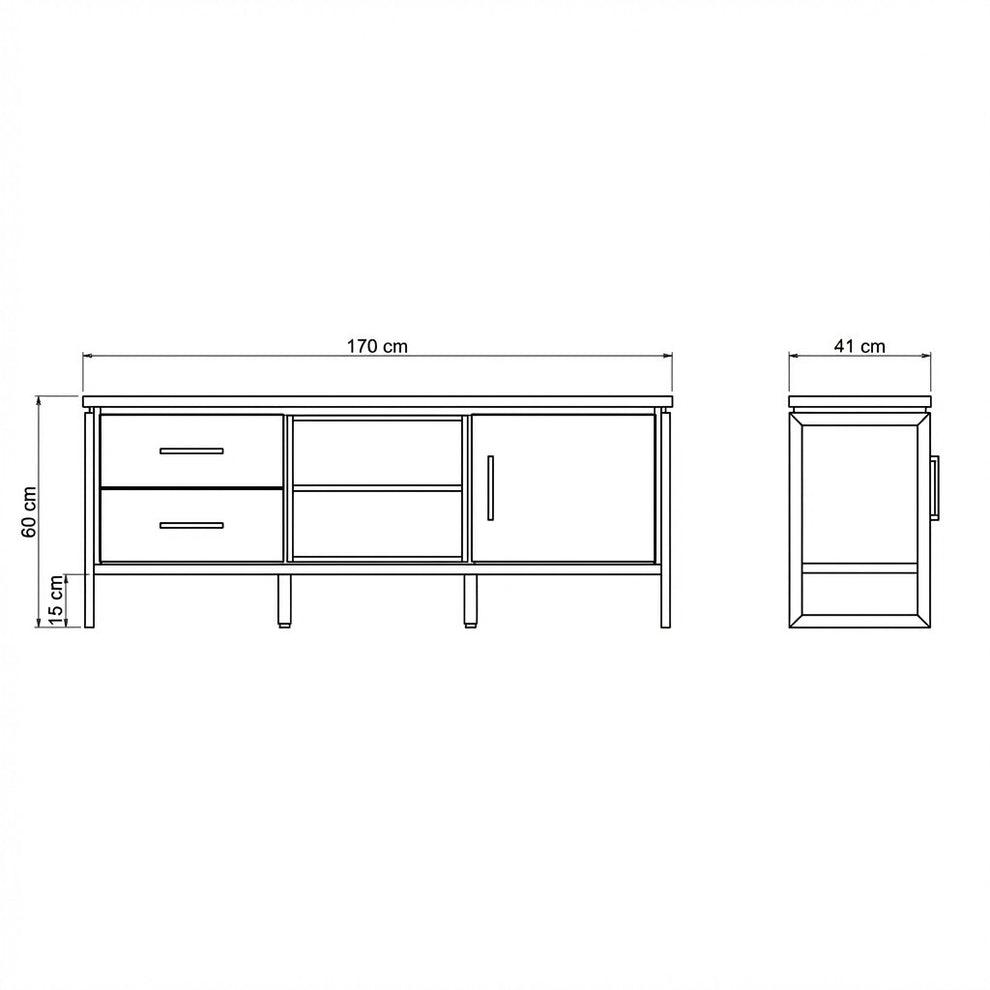 Comoda Tv Cu Furnir Din Lemn Masiv Reno Smoked Oak, 170 Cm