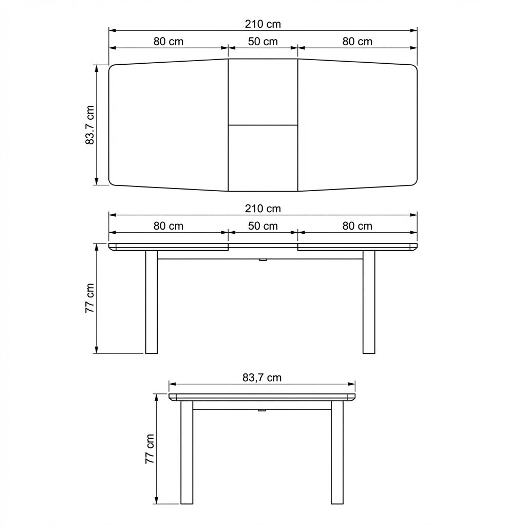 Masa Reno Extensibila, Smoked Oak, Furnir Din Lemn Masiv, 160/210 Cm