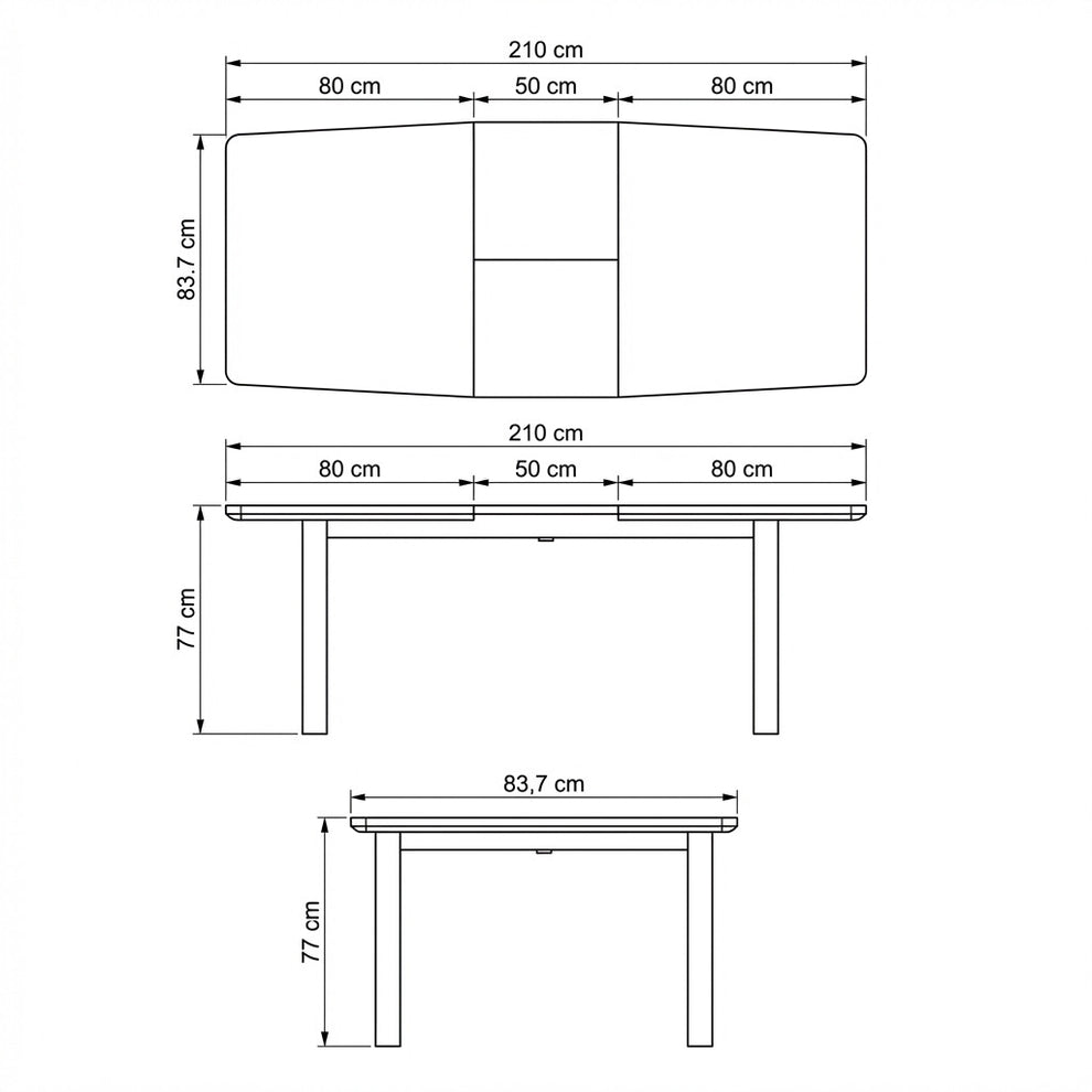 Masa Reno Extensibila, Smoked Oak, Furnir Din Lemn Masiv, 160/210 Cm