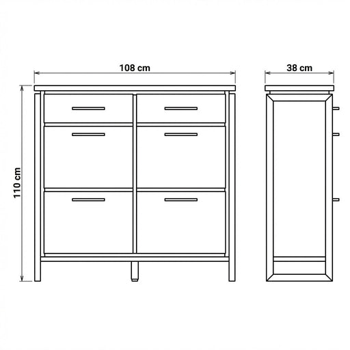 Pantofar Cu 4 Usi Si 2 Sertare Reno, Furnir Din Lemn Masiv, Smoked Oak,108 Cm