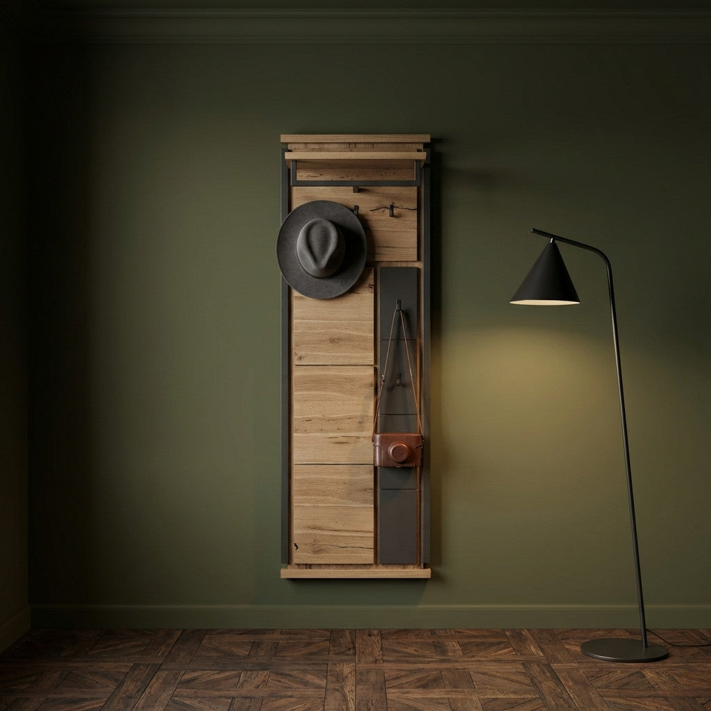 Cuier Reno Smoked Oak, Furnir Din Lemn Masiv 55 Cm