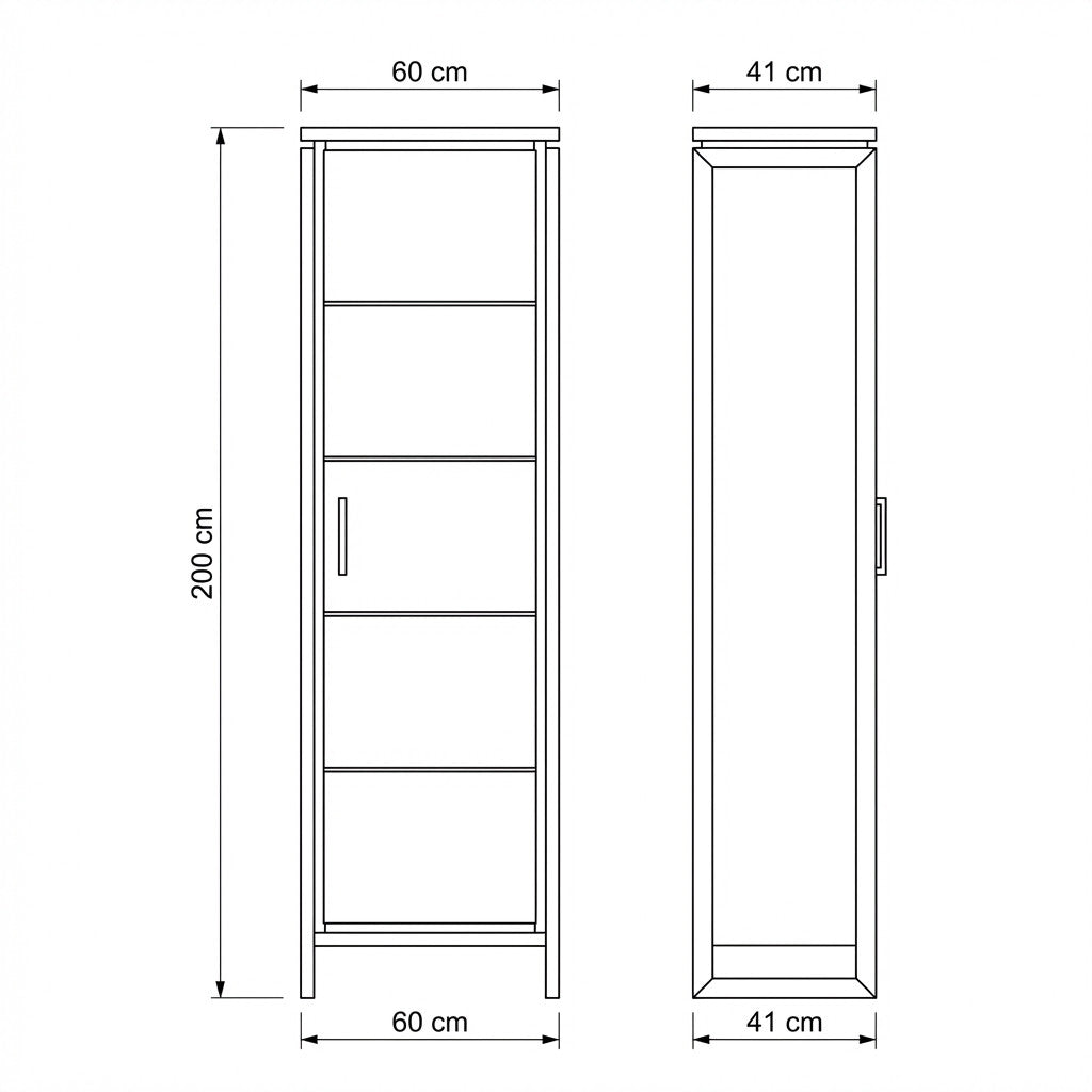 Dulap Reno Cu 1 Usa, Smoked Oak Furnir Din Lemn Masiv, 60 Cm