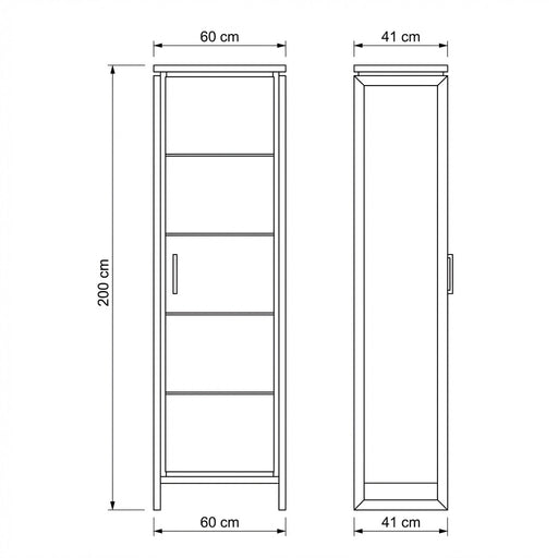 Dulap Reno Cu 1 Usa, Smoked Oak Furnir Din Lemn Masiv, 60 Cm