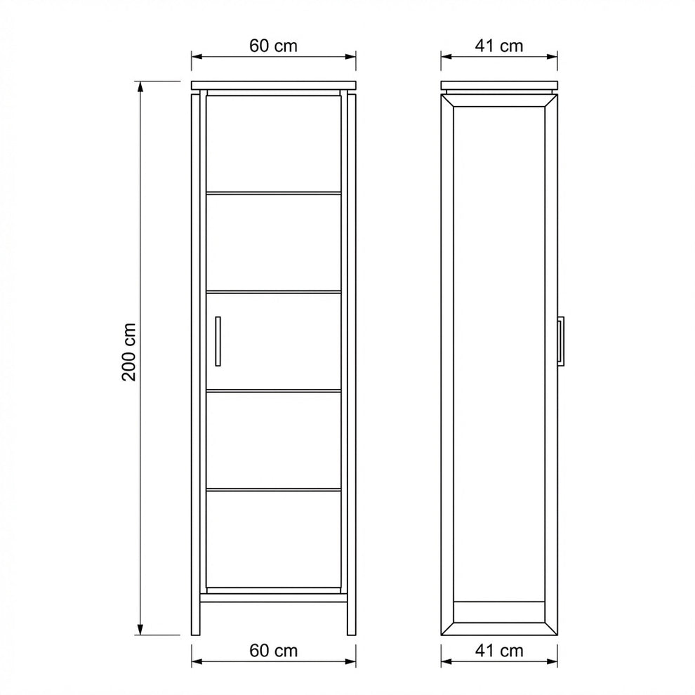 Dulap Reno Cu 1 Usa, Smoked Oak Furnir Din Lemn Masiv, 60 Cm