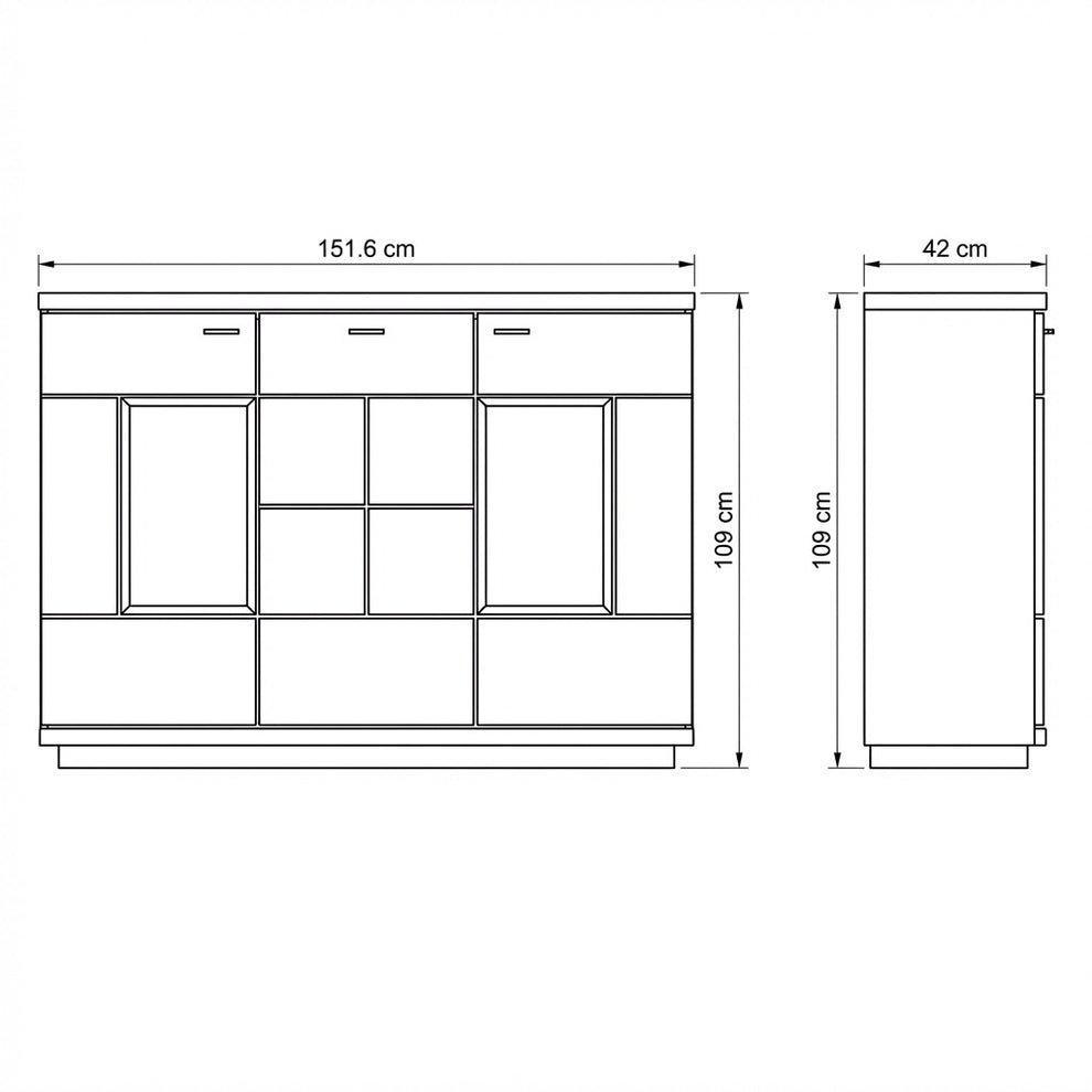 Comoda Bar Dakota Lungime 151.6 cm, Furnir Stejar Salbatic, Living, Decor Usi din Trunchi Natural, Inchidere Silentioasa