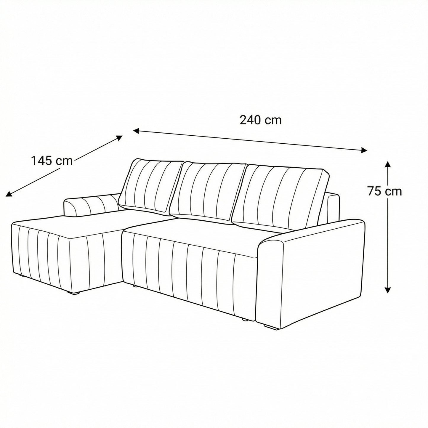 Coltar Extensibil Stanga Mark Latime 240 cm, Catifea Visinie, Mobila Living, Lada Depozitare, Rezistent La Apa