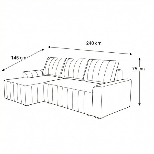 Coltar Extensibil Stanga Mark Latime 240 cm, Catifea Visinie, Mobila Living, Lada Depozitare, Rezistent La Apa