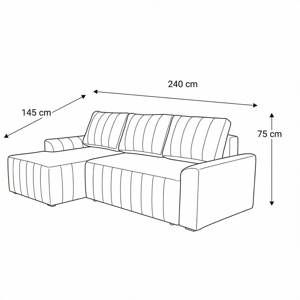 Coltar Extensibil Stanga Mark Latime 240 cm, Catifea Visinie, Mobila Living, Lada Depozitare, Rezistent La Apa