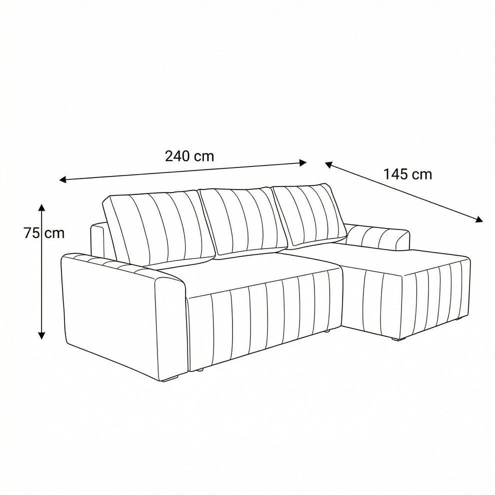 Coltar Extensibil Dreapta Mark, 4 Locuri, Lada Depozitare, Visiniu, 240 Cm
