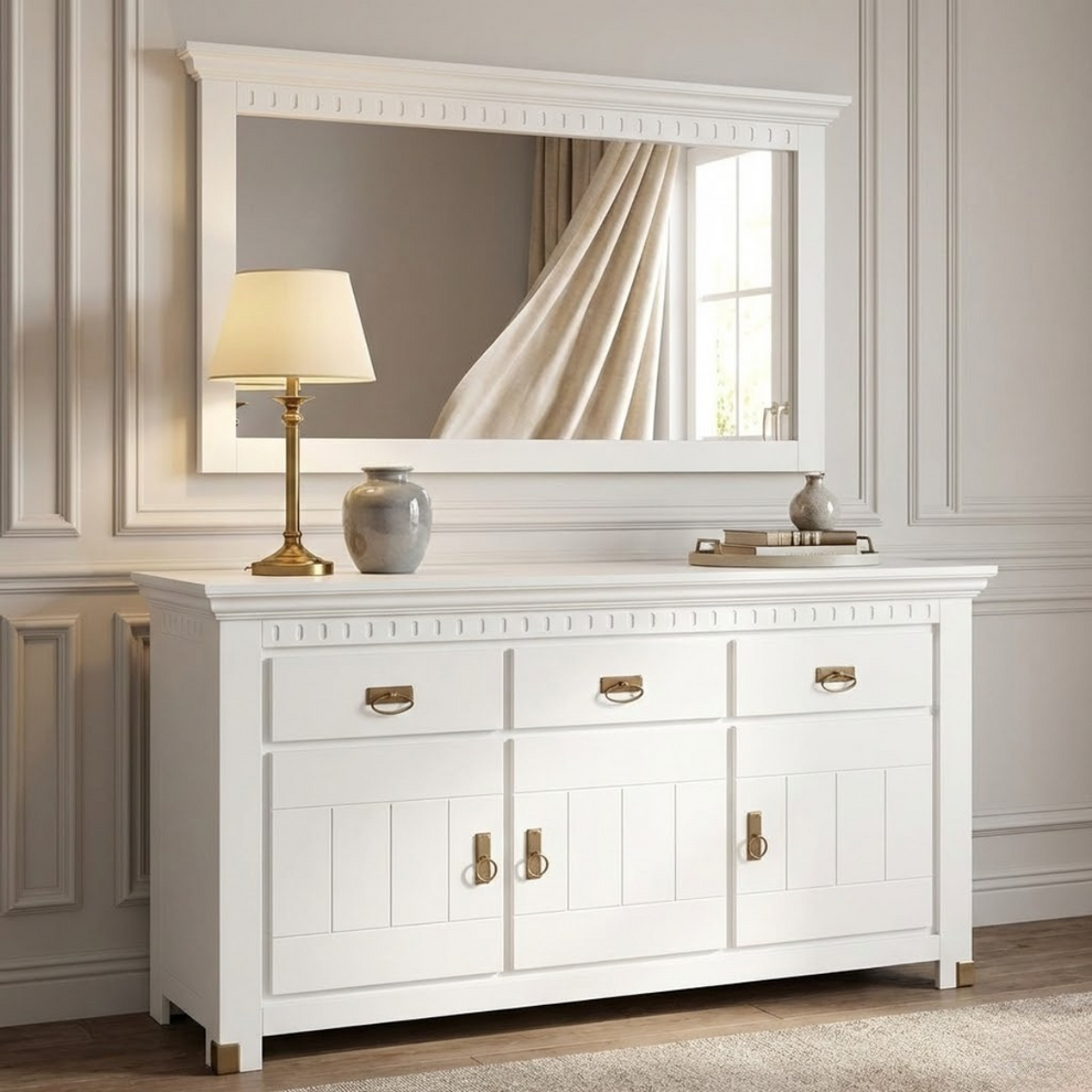 Bufet Saint Tropez, 3 Usi si 3 Sertare, Vopsit Alb, 173.8 Cm