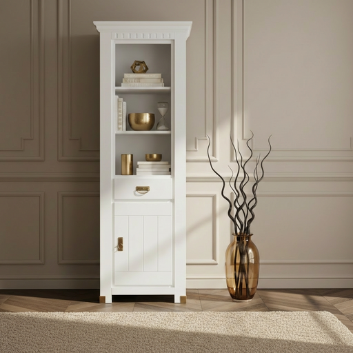 Biblioteca 1 Usa Si 1 Sertar Saint Tropez, Vopsit Alb, 68.8 Cm