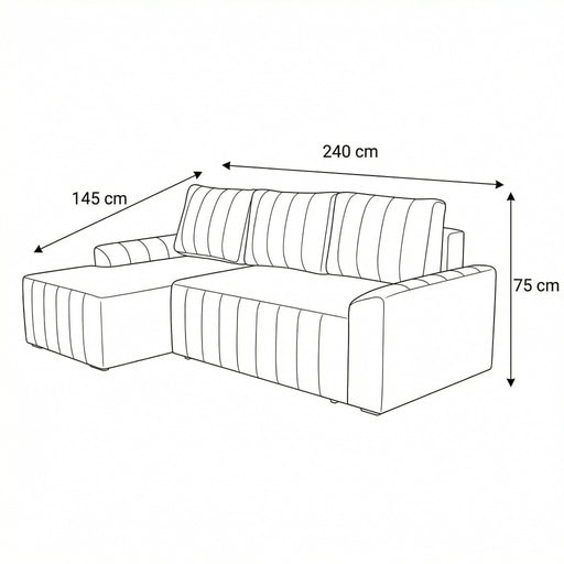 Coltar Extensibil Stanga Mark, 4 Locuri, Lada Depozitare, Verde Olive, 240 Cm