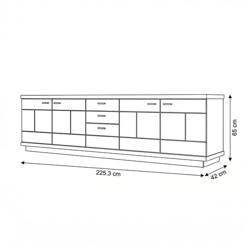 Comoda Tv Cu 4 Usi si 3 Sertare Dakota, Furniruit, 225.3 Cm