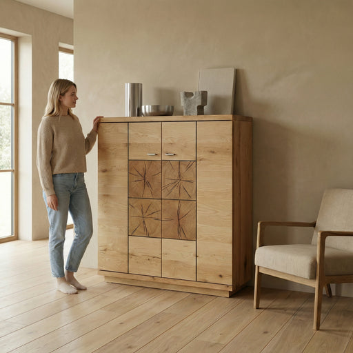 Comoda Bar Cu 2 Usi Dakota, Furniruit, Stejar Salbatic, 120 Cm
