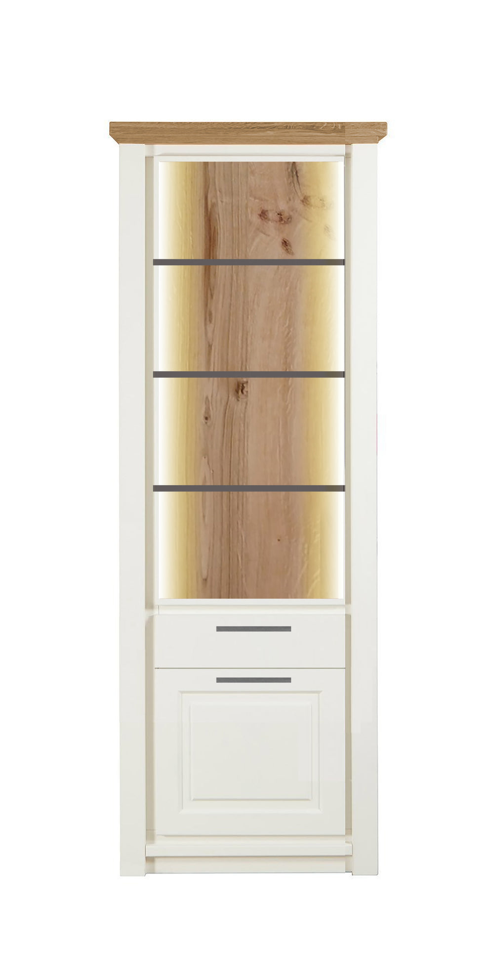 Biblioteca 1 Usa Si 1 Sertar Thuxon Alb, Alb Si Natur, Furniruit 74.2 Cm