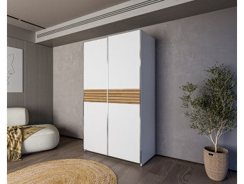 Dulap Cu 2 Usi Culisante Meteora, Alb Platinium, 120 Cm