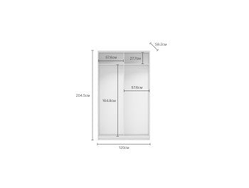 Dulap Cu 2 Usi Culisante Meteora, Alb Platinium, 120 Cm