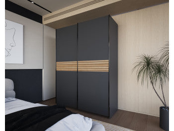 Dulap Cu 2 Usi Culisante Meteora, Antracit, 150 Cm