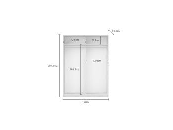 Dulap Cu 2 Usi Culisante Meteora, Alb Platinium, 150 Cm