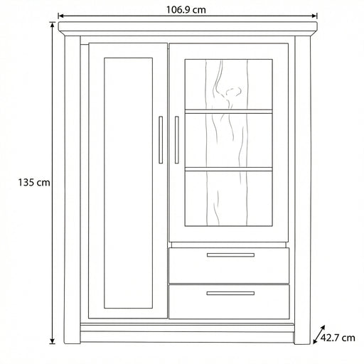 Comoda Bar Cu 2 Usi Si 2 Sertare Thuxon Alb, Vopsit Si Furniruit Stejar, 106.9 Cm