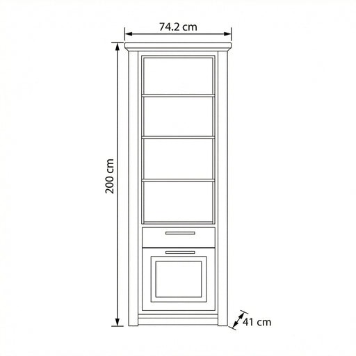 Biblioteca 1 Usa Si 1 Sertar Thuxon Alb, Alb Si Natur, Furniruit 74.2 Cm