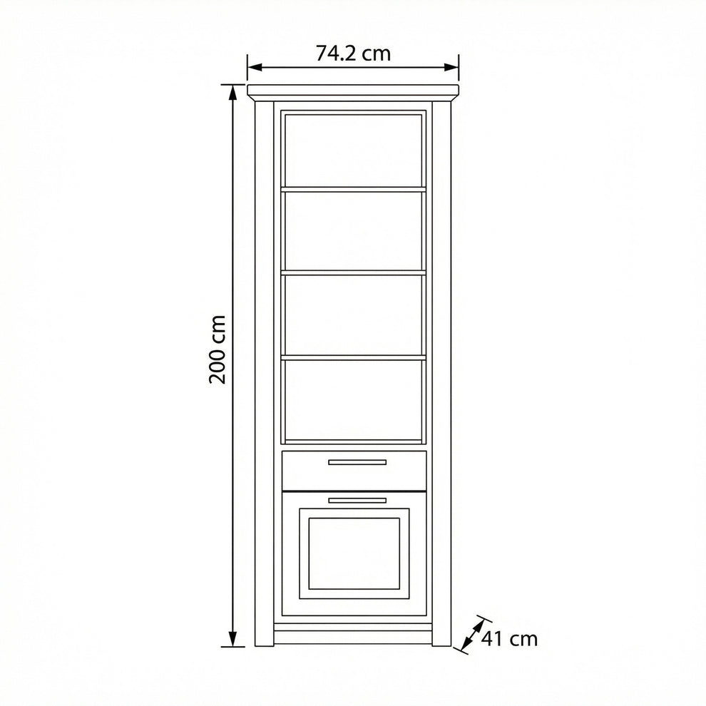 Biblioteca 1 Usa Si 1 Sertar Thuxon Alb, Alb Si Natur, Furniruit 74.2 Cm