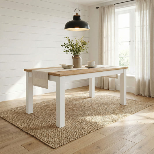 Masa Extensibila Alpina, Vopsit Alb, Furniruit, 140 x 82 x 77 Cm