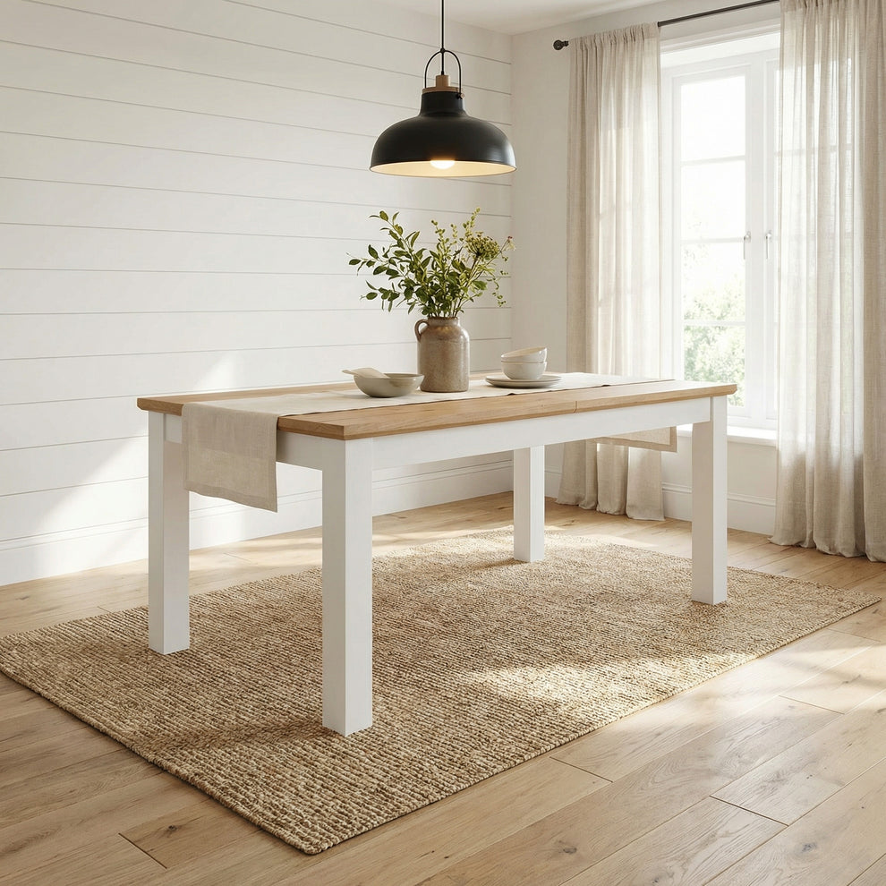 Masa Extensibila Alpina, Vopsit Alb, Furniruit, 140 x 82 x 77 Cm