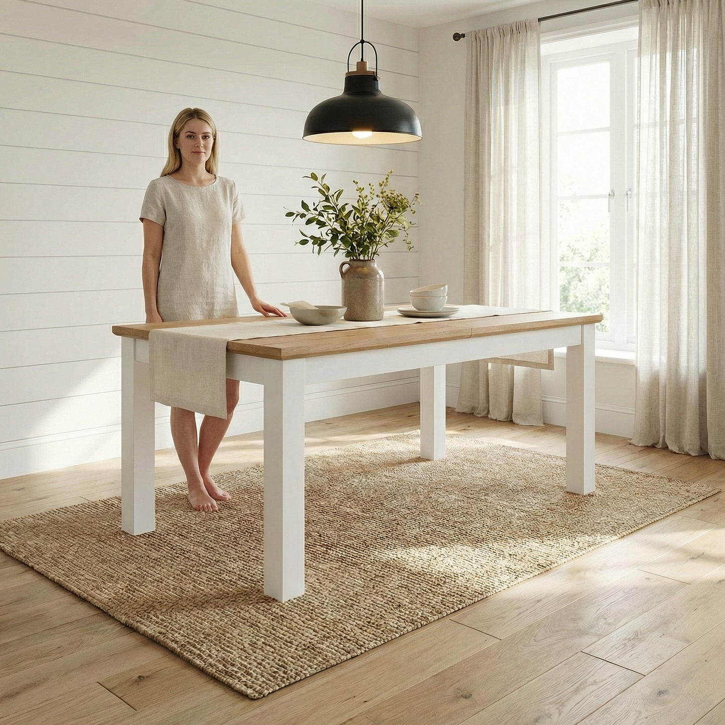 Masa Extensibila Alpina, Vopsit Alb, Furniruit, 140 x 82 x 77 Cm