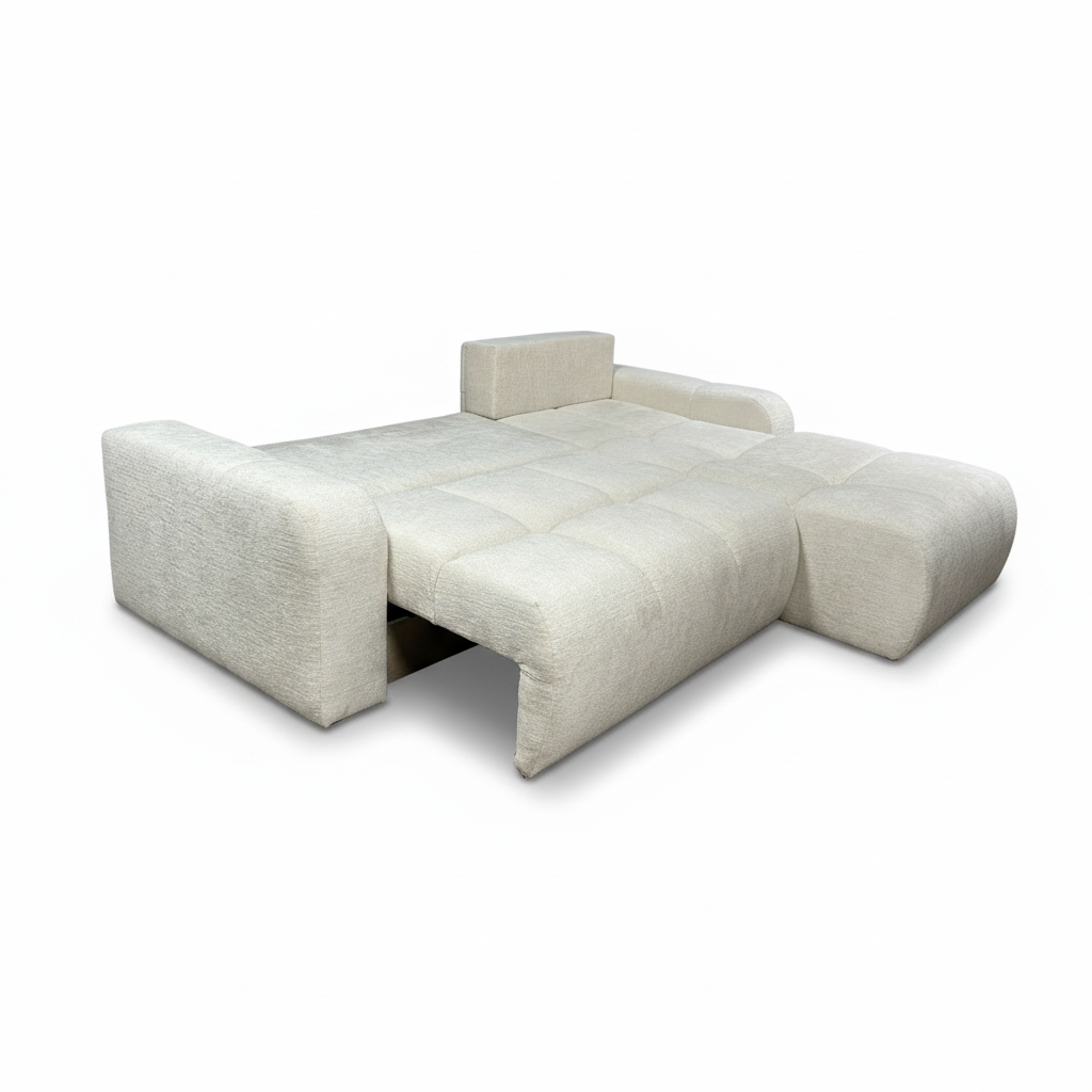 Coltar Extensibil Dreapta Kyoto, Lada Depozitare, 5 Locuri, Onyx 1 Ivory, 246 Cm