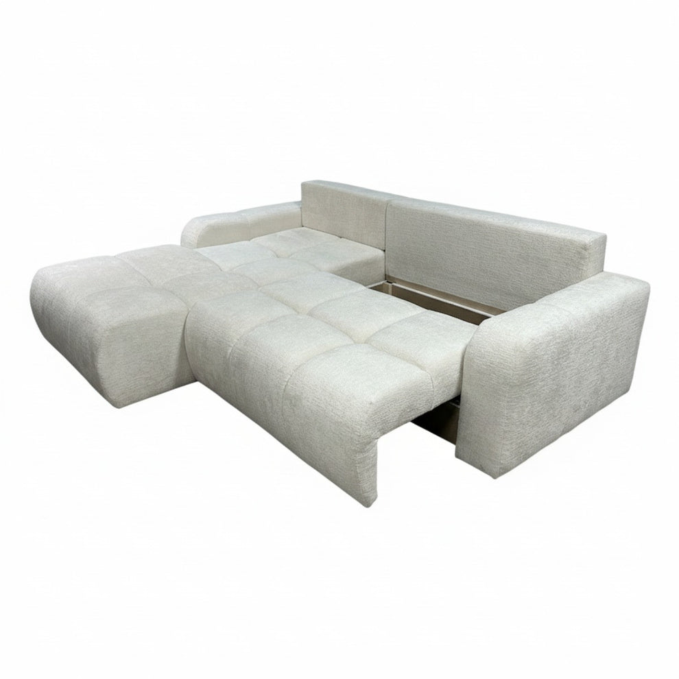 Coltar Extensibil Stanga Kyoto, Lada Depozitare, 5 Locuri, Onyx 1 Ivory, 246 Cm