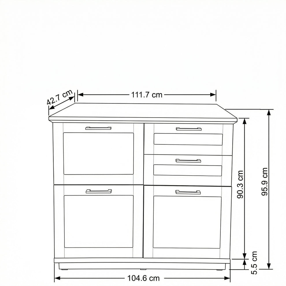 Pantofar 3 Usi Si 2 Sertare Alpina, Vopsit Alb, Furniruit, 111.7 Cm