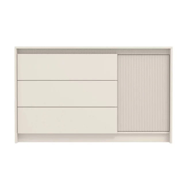 Set Dormitor Cu Comoda Mancester, Pat 160 x 200 Cm, Kashmir Si Gri Deschis