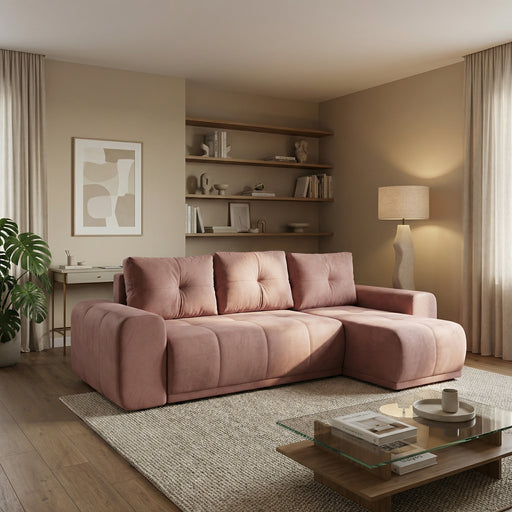 Coltar Extensibil Cu Lada Dreamer, Interschimbabil Stanga/Dreapta, Roz, 290 x 162 x 100 Cm