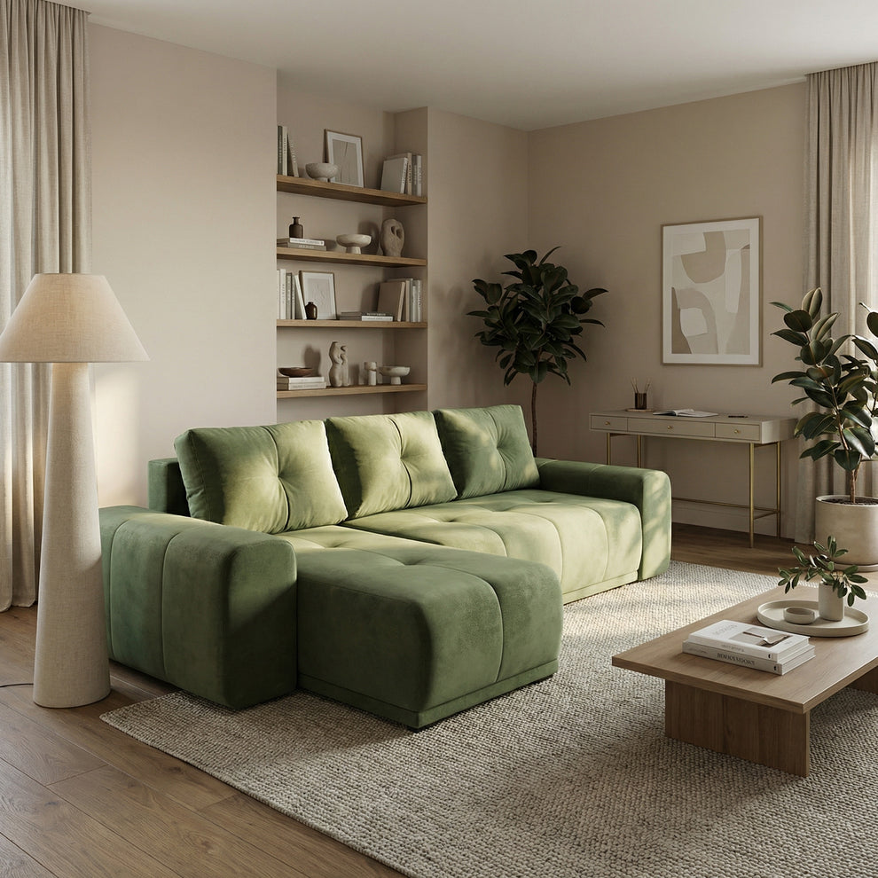 Coltar Extensibil Cu Lada Dreamer, Interschimbabil Stanga/Dreapta, Verde, 290 x 162 x 100 Cm