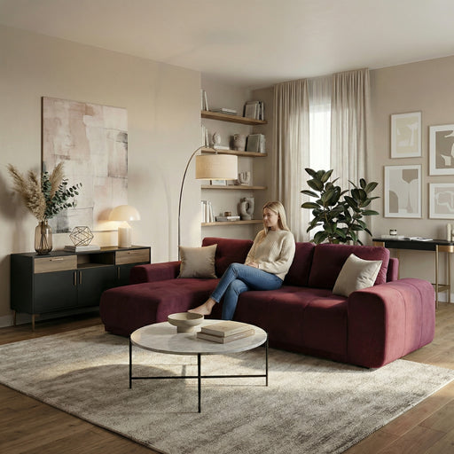 Coltar Extensibil Cu Lada Dreamer, Interschimbabil Stanga/Dreapta, Visiniu, 290 X 162 X 100 Cm