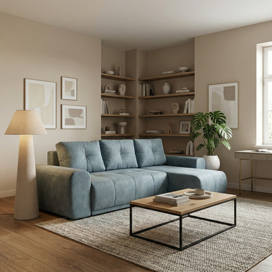 Coltar Extensibil Cu Lada Dreamer, Interschimbabil Stanga/Dreapta, Albastru, 290 x 162 x 100 Cm