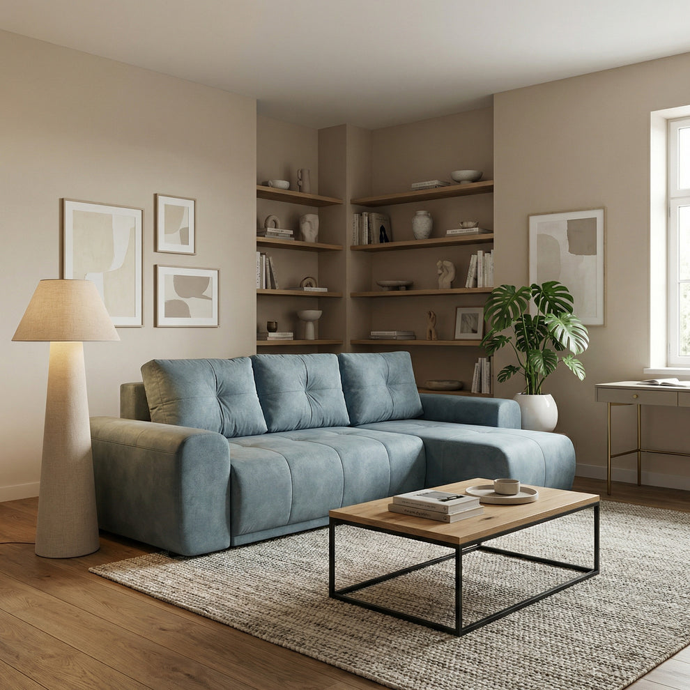 Coltar Extensibil Cu Lada Dreamer, Interschimbabil Stanga/Dreapta, Albastru, 290 x 162 x 100 Cm