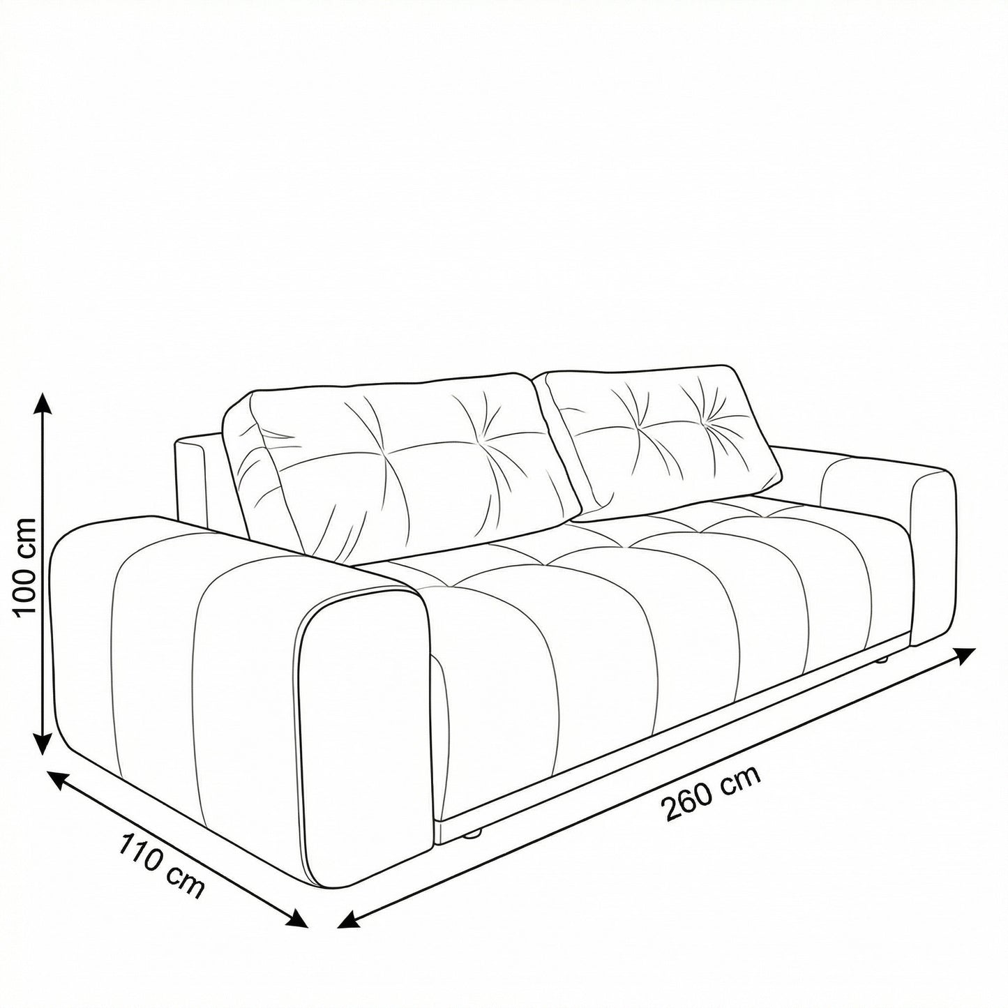 Canapea Extensibila Cu Lada Depozitare Dreamer Fancy, Maro, 260 x 110 x 100 Cm