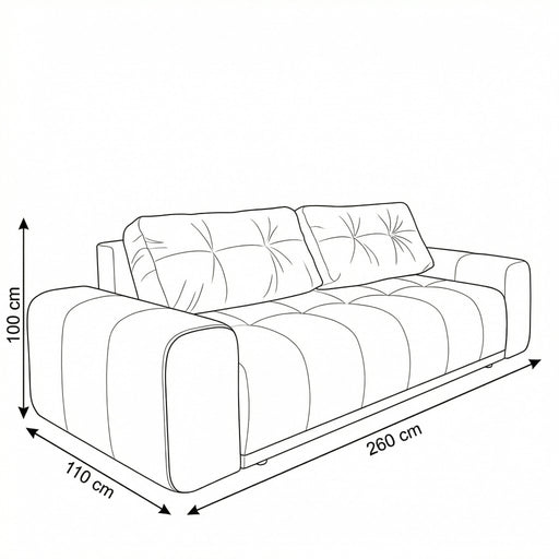 Canapea Extensibila Cu Lada Depozitare Dreamer Fancy, Maro, 260 x 110 x 100 Cm