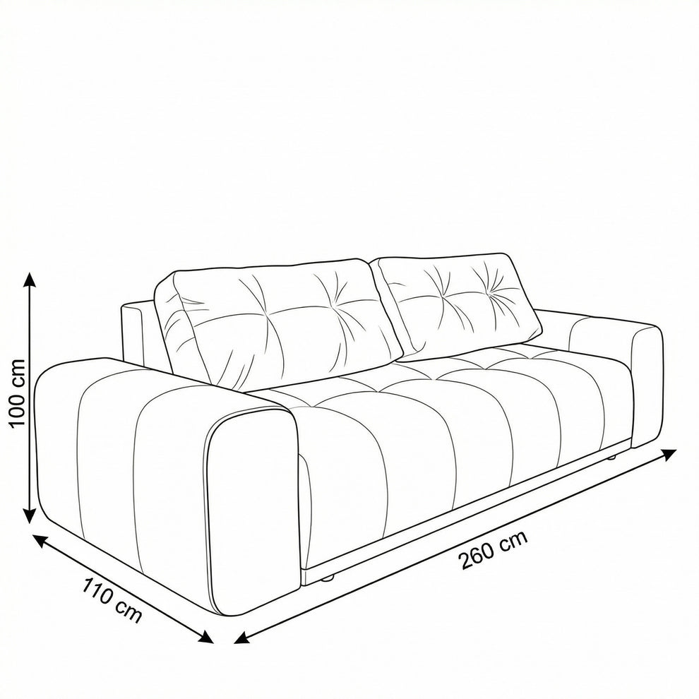 Canapea Extensibila Cu Lada Depozitare Dreamer Fancy, Maro, 260 x 110 x 100 Cm