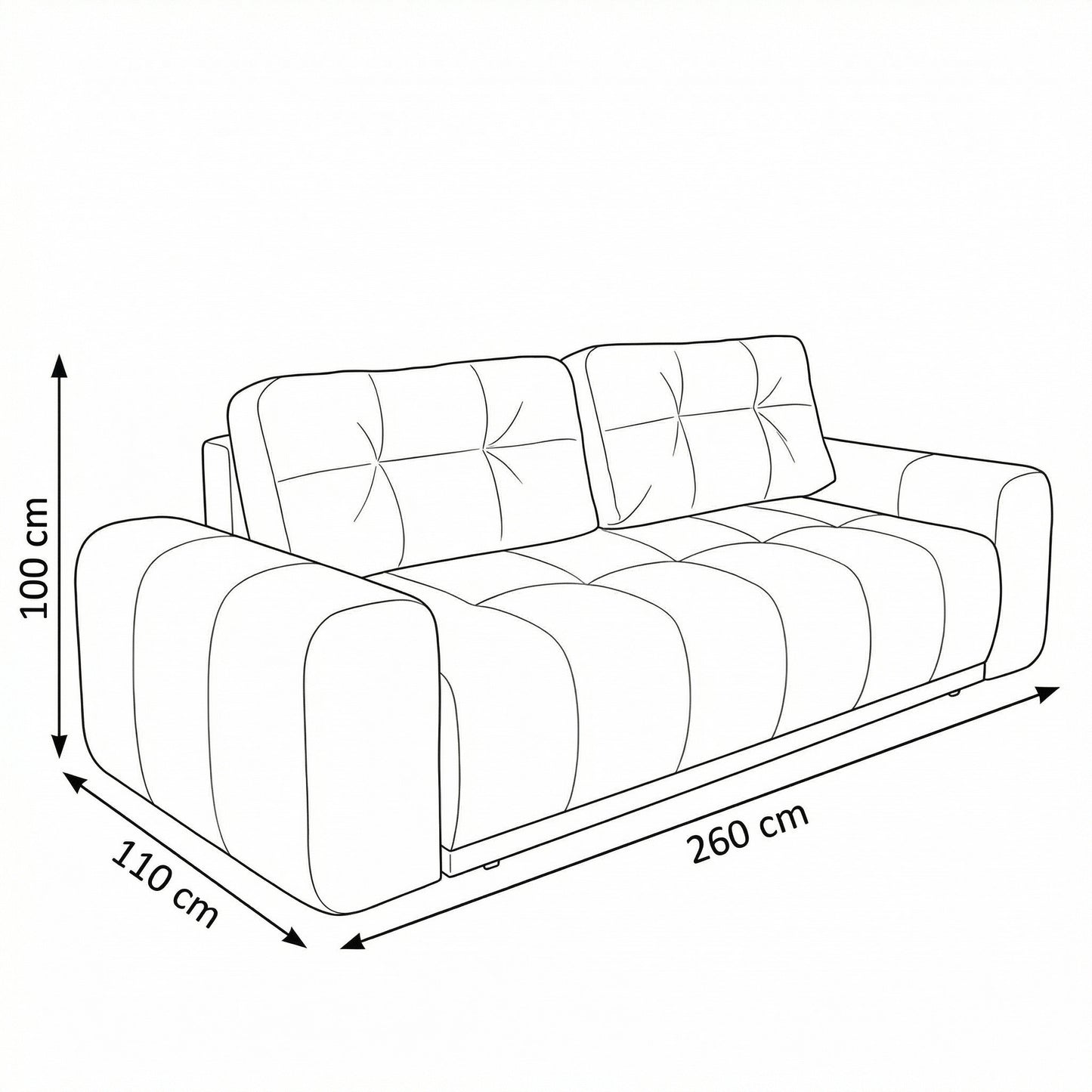 Canapea Extensibila Cu Lada Depozitare Dreamer, Albastru, 260 x 110 x 100 Cm