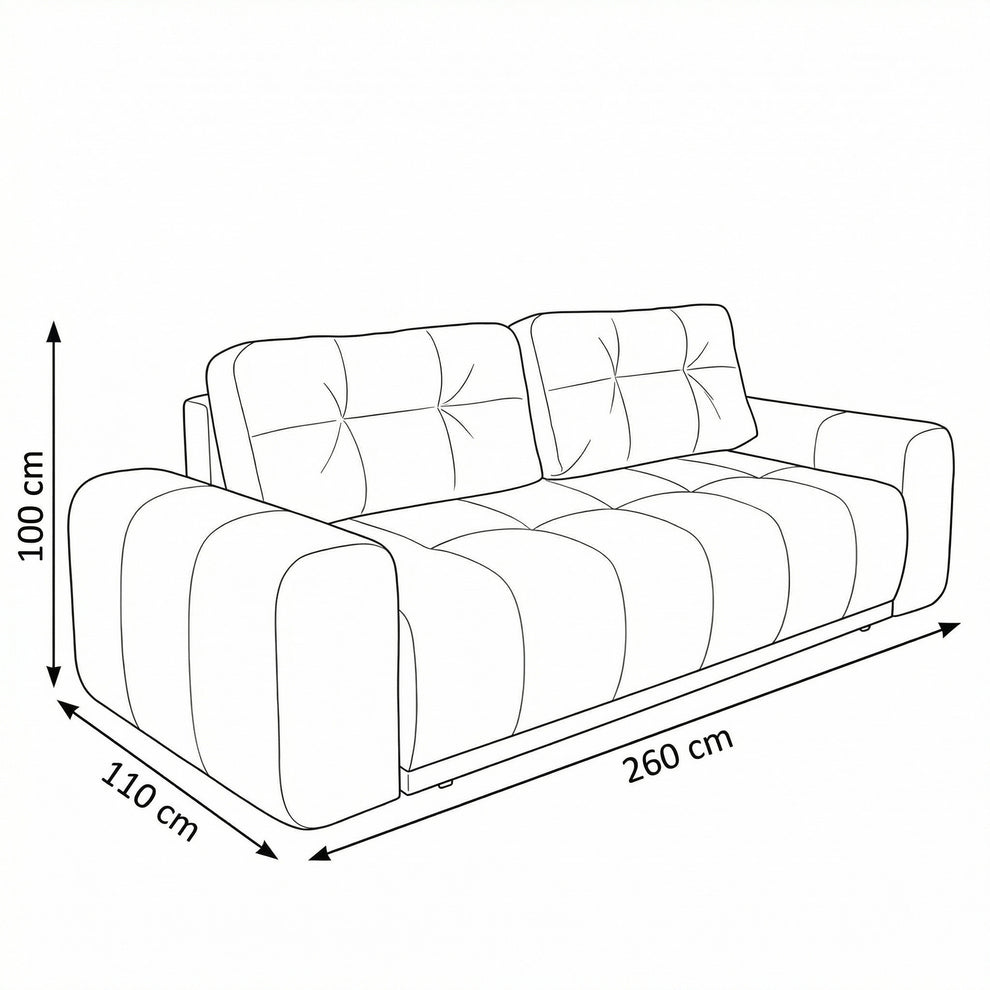 Canapea Extensibila Cu Lada Depozitare Dreamer, Albastru, 260 x 110 x 100 Cm