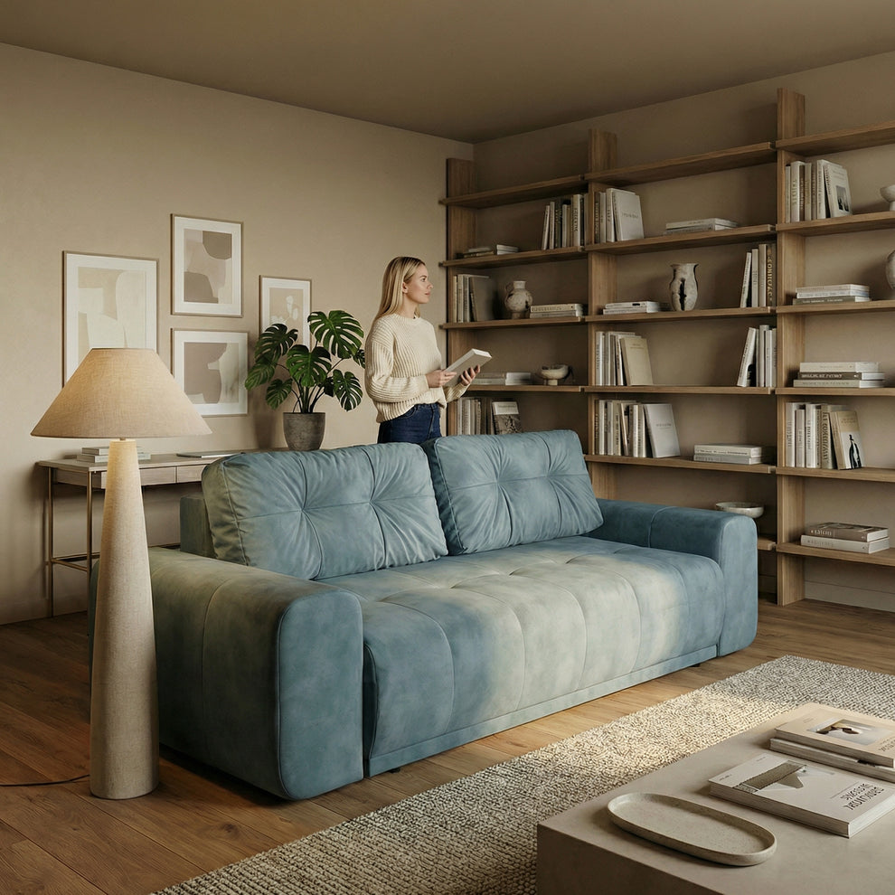 Canapea Extensibila Cu Lada Depozitare Dreamer, Albastru, 260 x 110 x 100 Cm