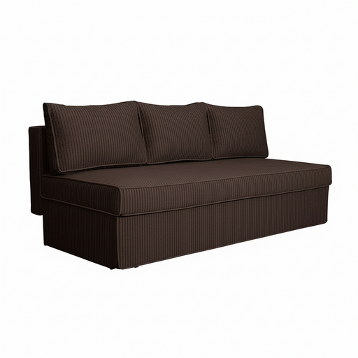 Canapea Extensibila New Modulo, 3 Locuri, Lada Depozitare, Maro, Catifea raiat, 194 Cm